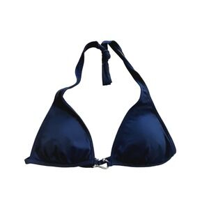 BCBG Indigo (Blue) Halter-Style Bikini Top - Elegant Beachwear - Size L